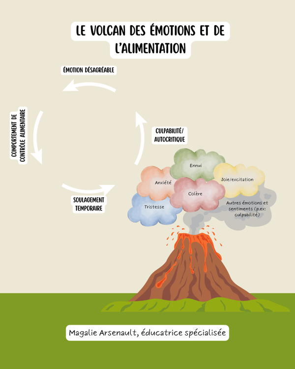 Le volcan des émotions et de l'alimentation
