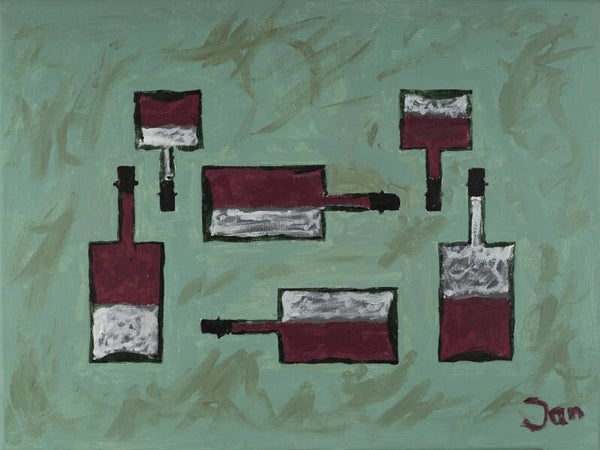 Wijnflessen: halfvol of halfleeg - grijsgroentinten