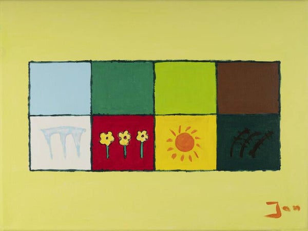 De vier jaargetijden in kleuren en figuren