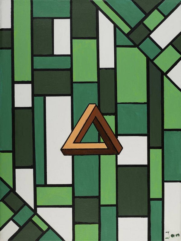 Vakwerk groen met onmogelijke driehoek