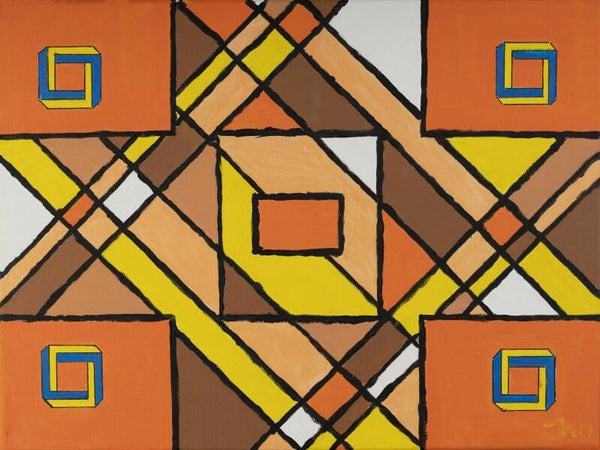 Vakwerk oranje met onmogelijke vierkanten