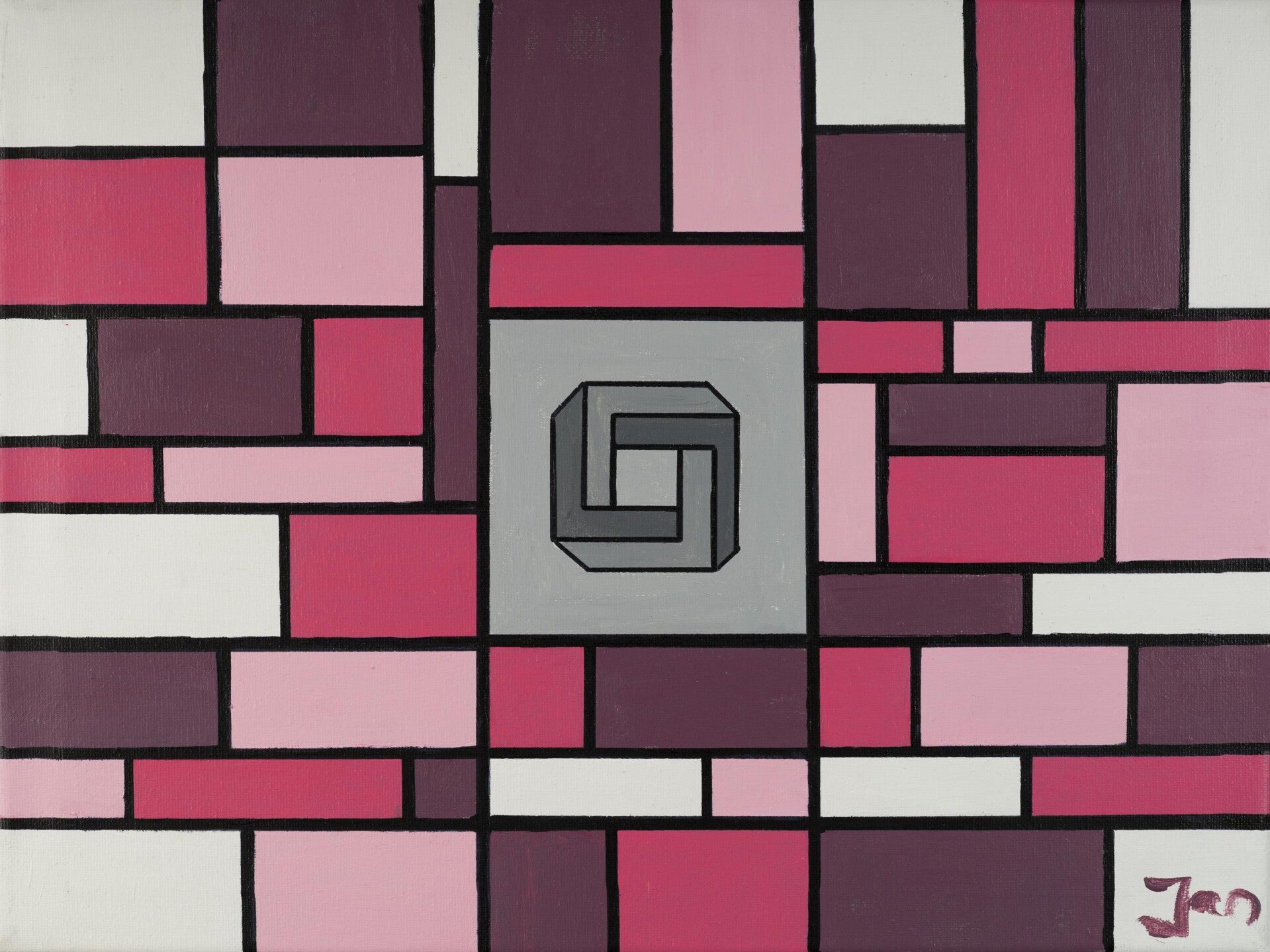 Vakwerk roze met onmogelijk vierkant