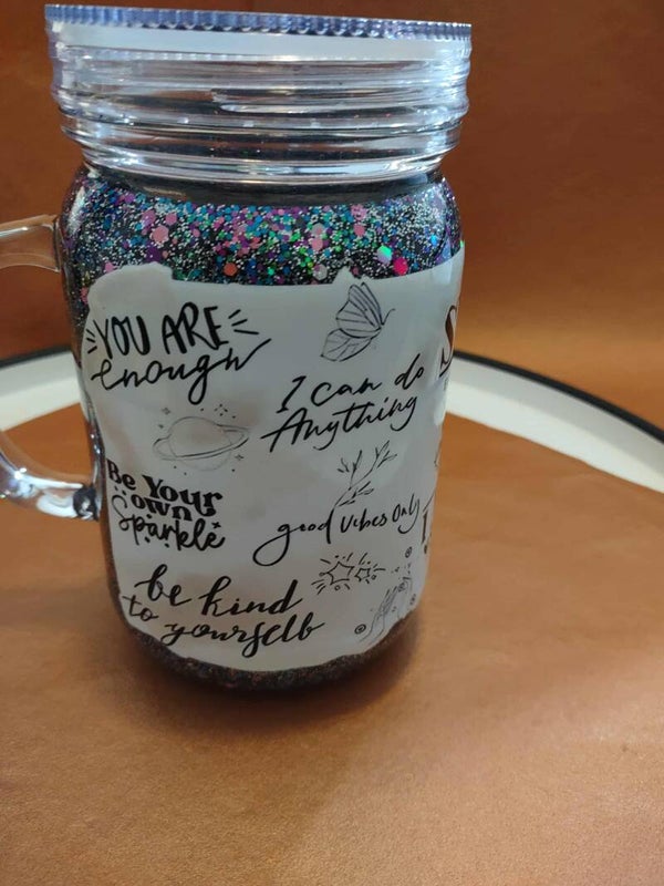 A-17. Premade 20 oz inspirational quotes slow glitter flow