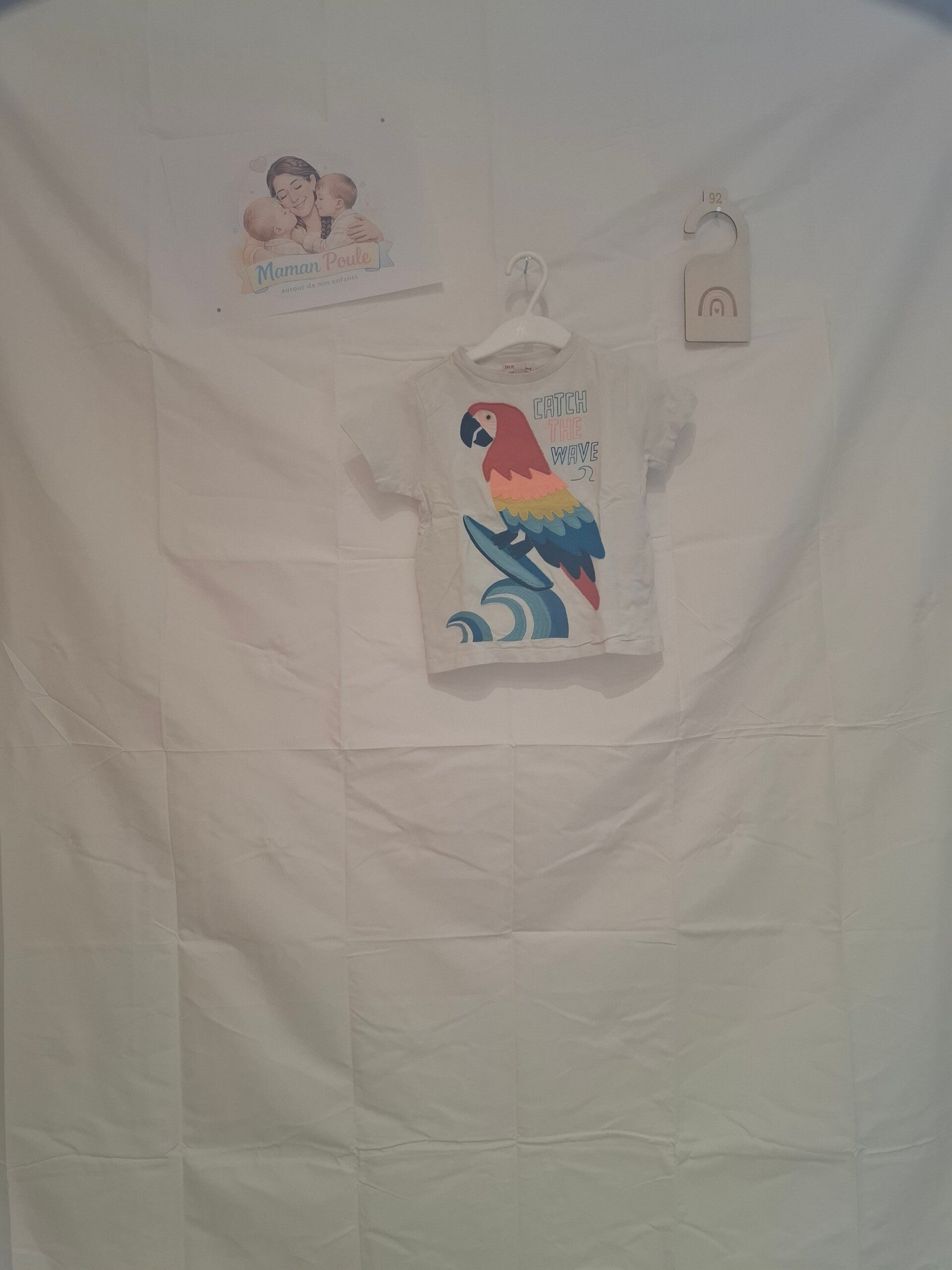 Tee-shirt blanc perroquet T92