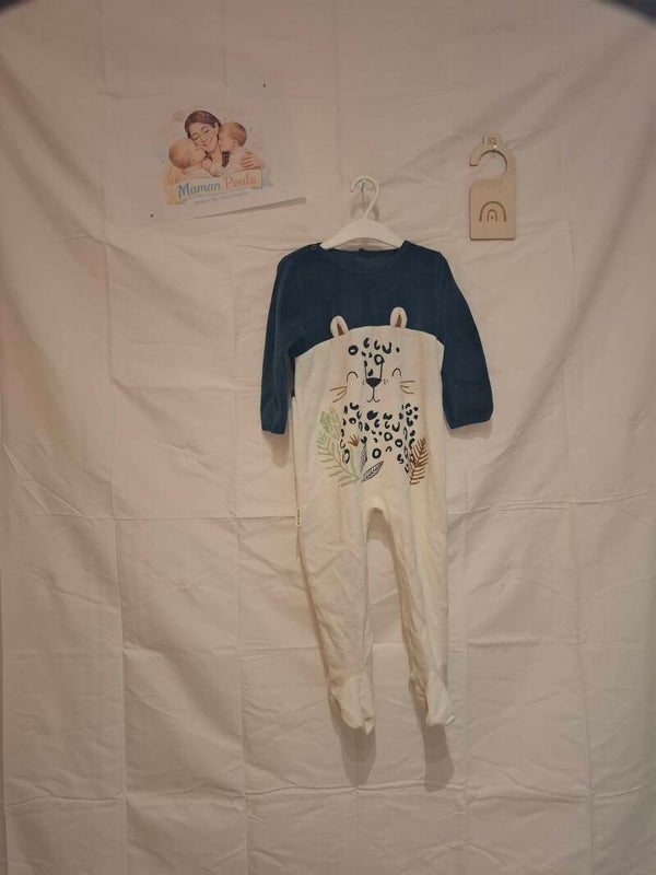 Pyjama bicolor marine/blanc en velours T92