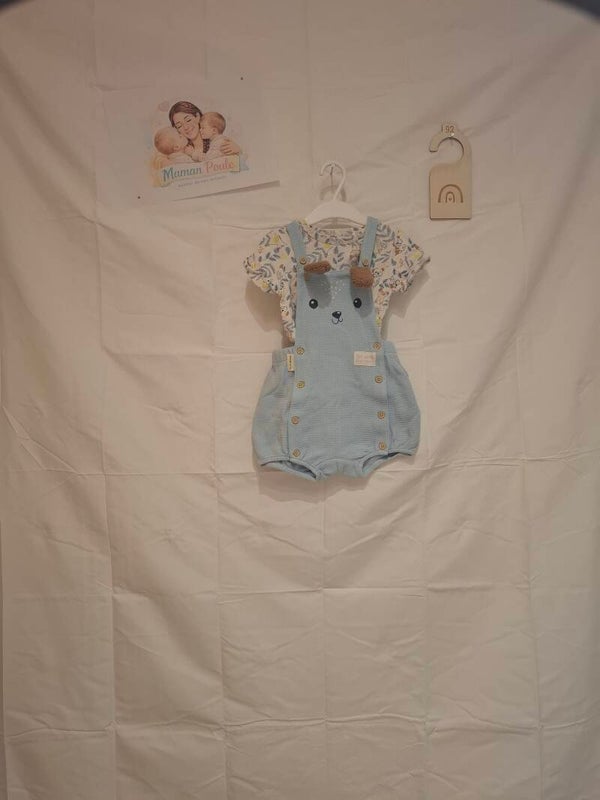 Barboteuse bleu ciel chien + tee-shirt T92
