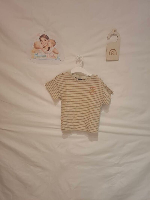 Tee-shirt ligné crème T98