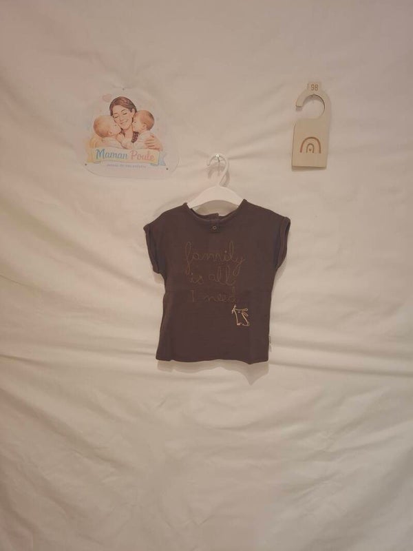 Tee-shirt brun imprimé family T98
