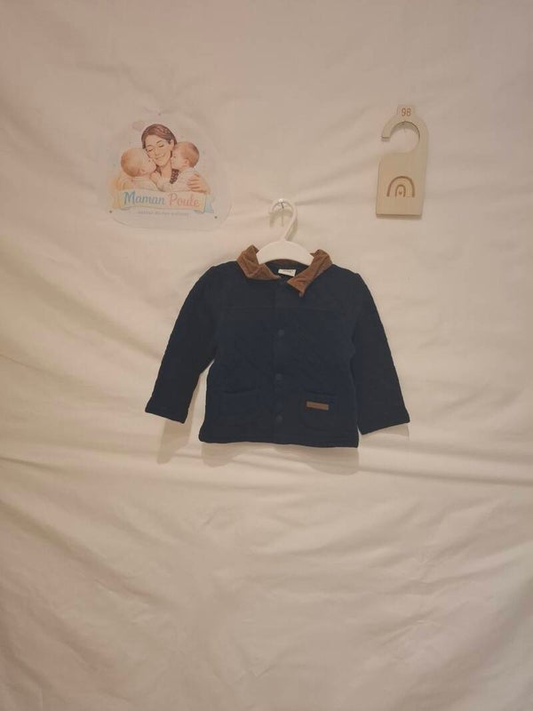 Gilet marine, col brun T98