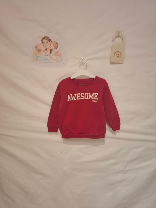 Pull rouge imprimé T98