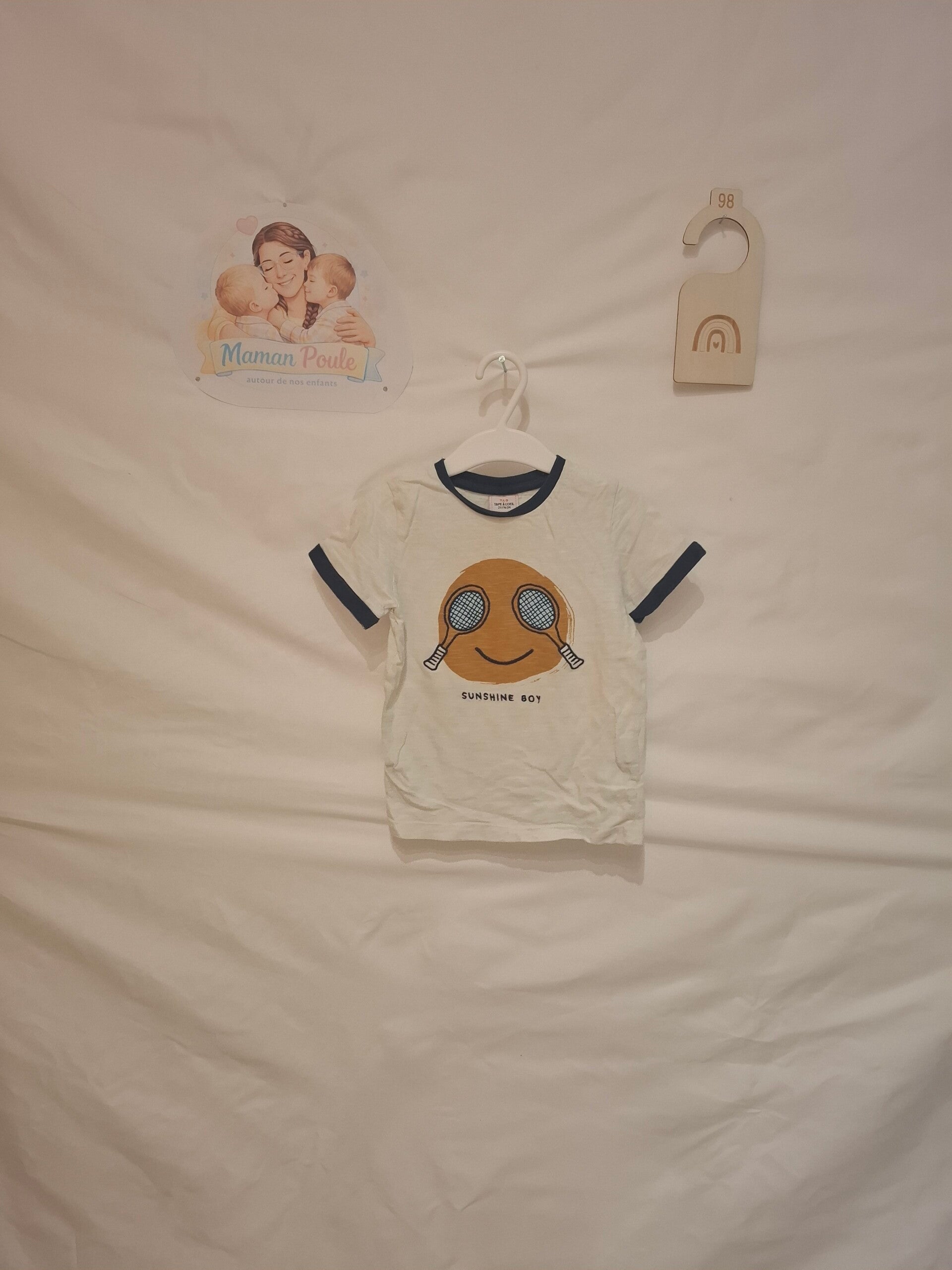 Tee-shirt blanc imprimé tennis T98