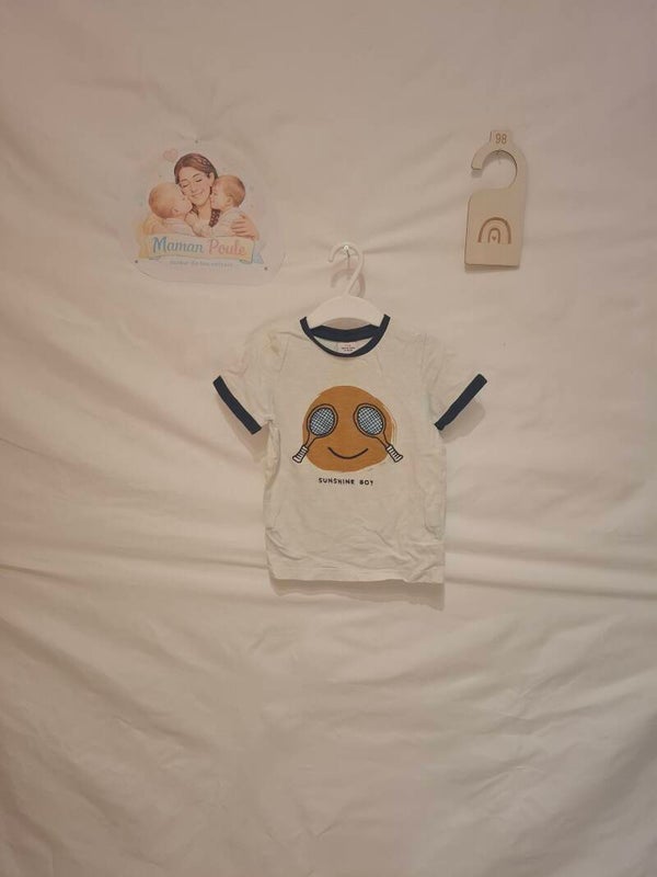 Tee-shirt blanc imprimé tennis T98