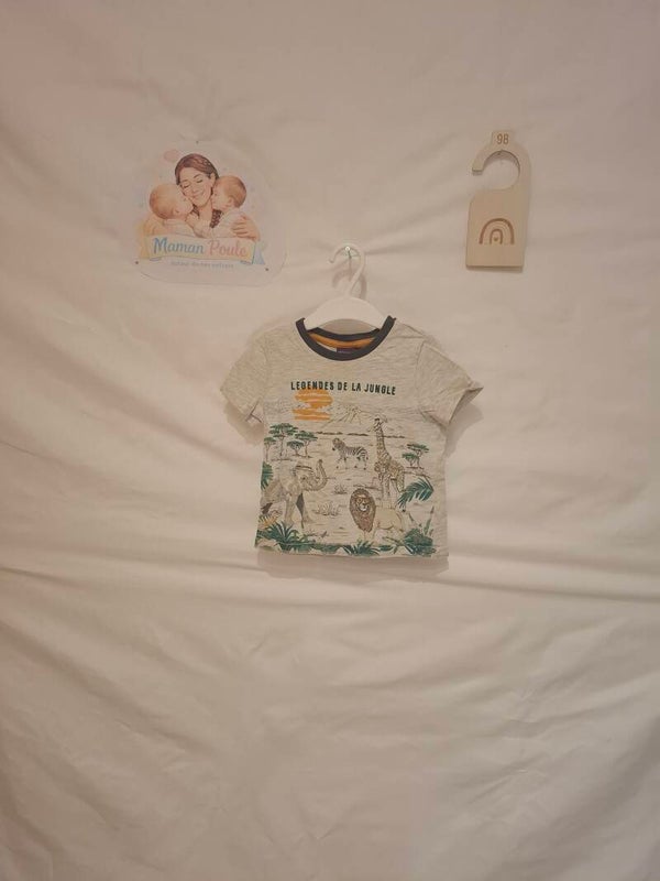 Tee-shirt beige imprimé jungle T98