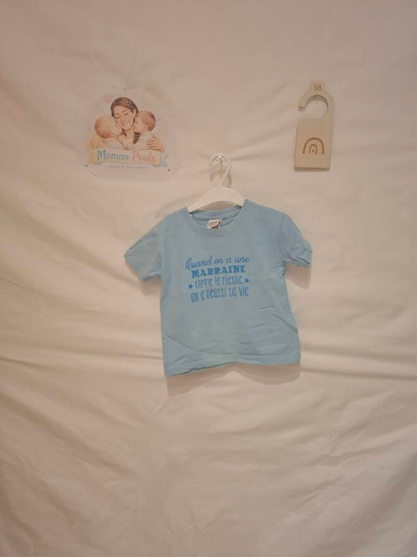 Tee-shirt bleu clair personnalisé "marraine" T98