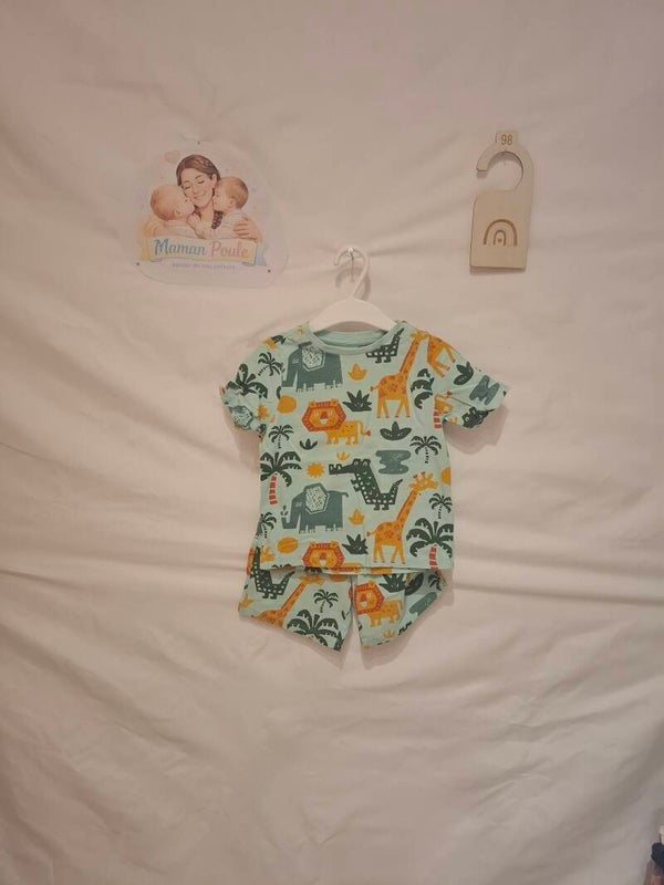 Pyjashort 2p vert imprimé jungle T98