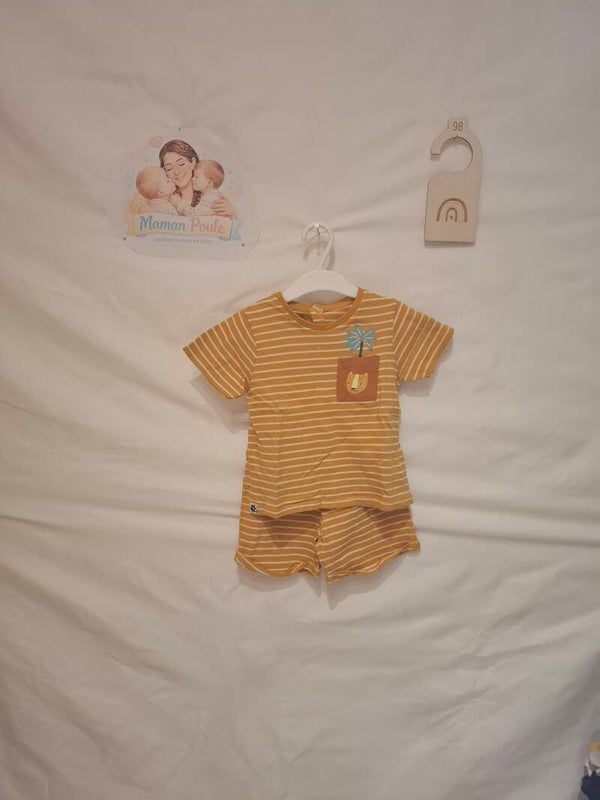 Pyjashort moutarde ligné T98