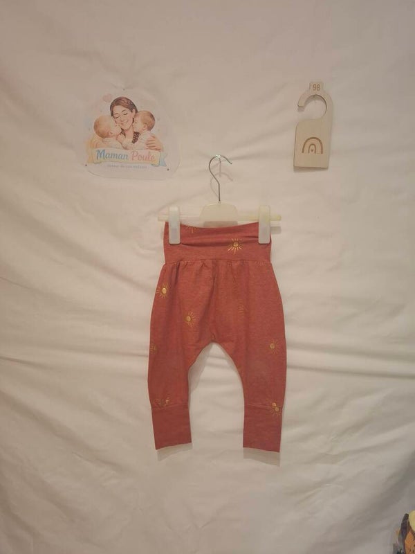Pantalon de créatrice imprimé soleil ~ 86 à 98 (évolutif)
