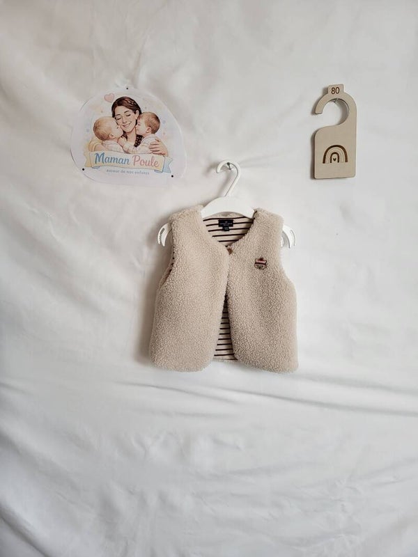 Gilet sans manches en pilou beige T80