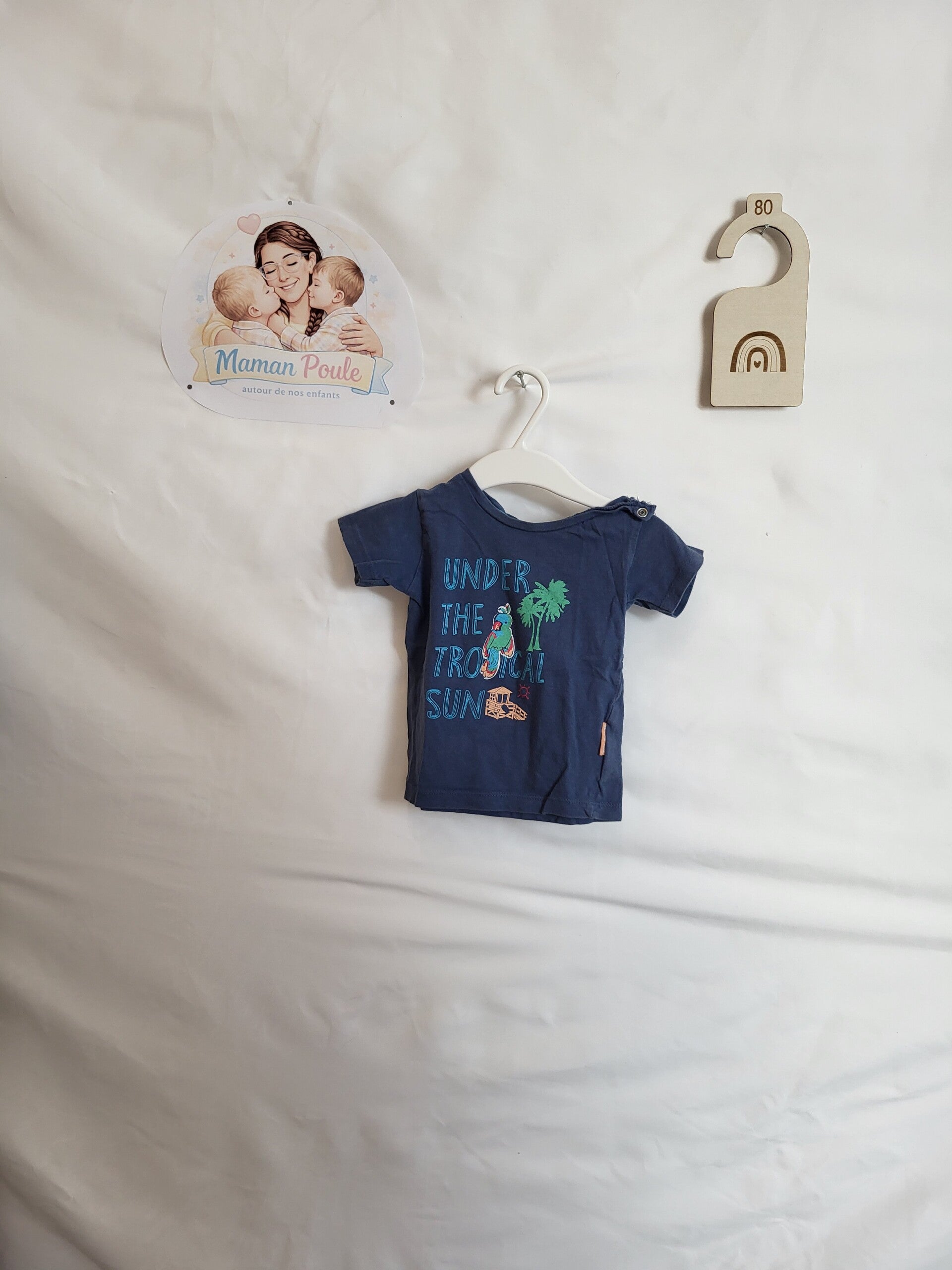 Tee-shirt marine imprimé tropical T80