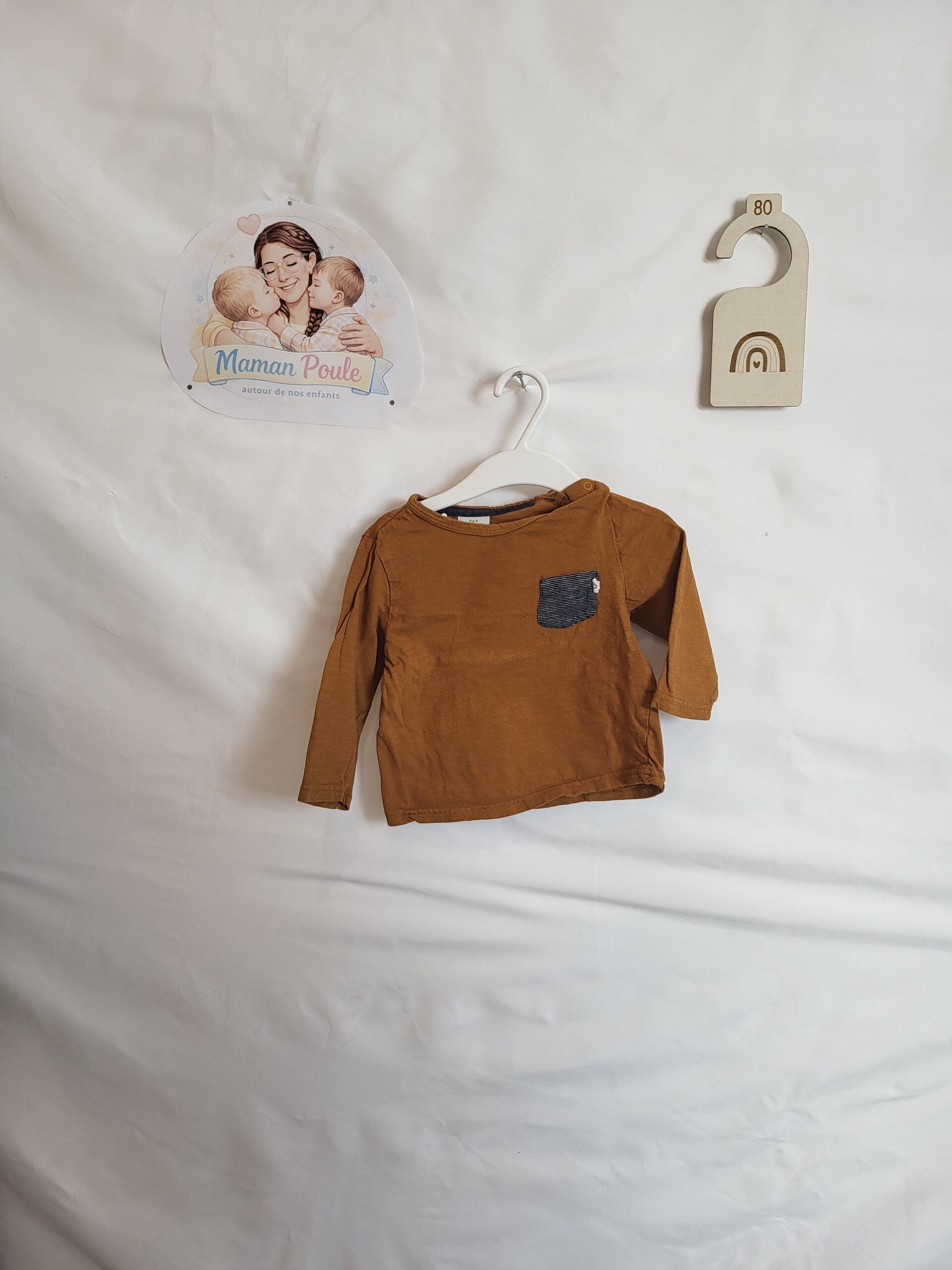 Tee-shirt à manches uni brun T80