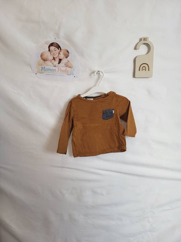 Tee-shirt à manches uni brun T80