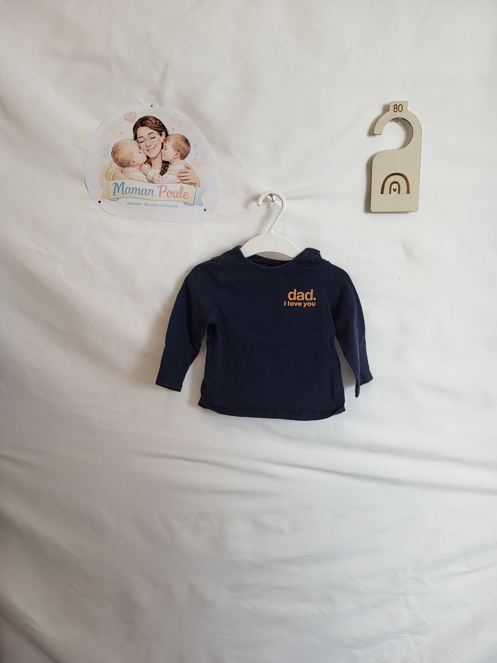 Tee-shirt à manches marine "dad" T80