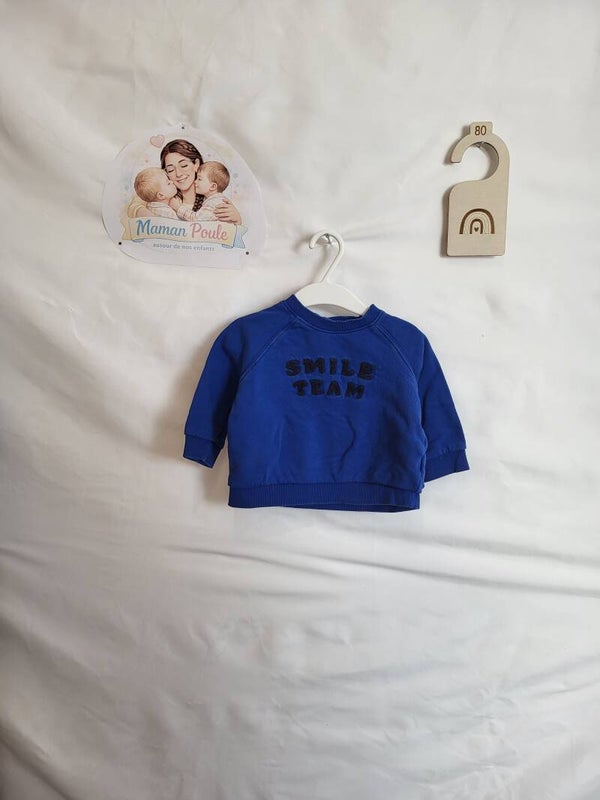 Pull bleu électrique "smile team" T80