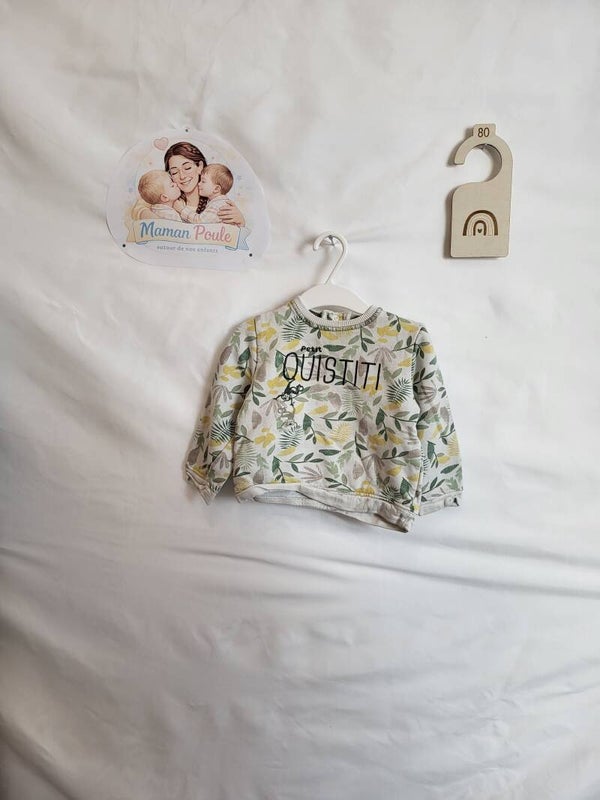 Pull beige imprimé "ouistiti" T80