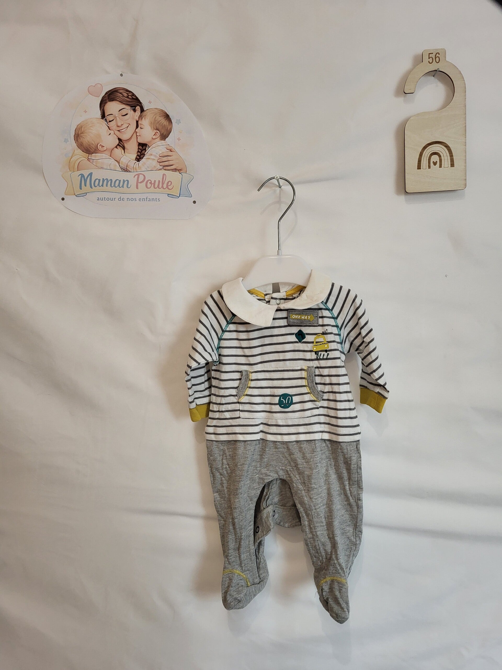 Pyjama 1P gris ligné blanch T56 Orchestra