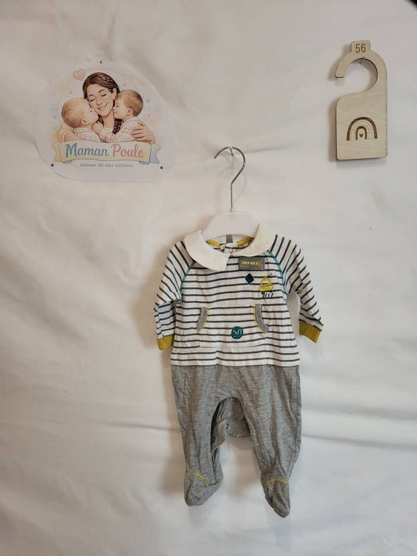 Pyjama 1P gris ligné blanch T56 Orchestra