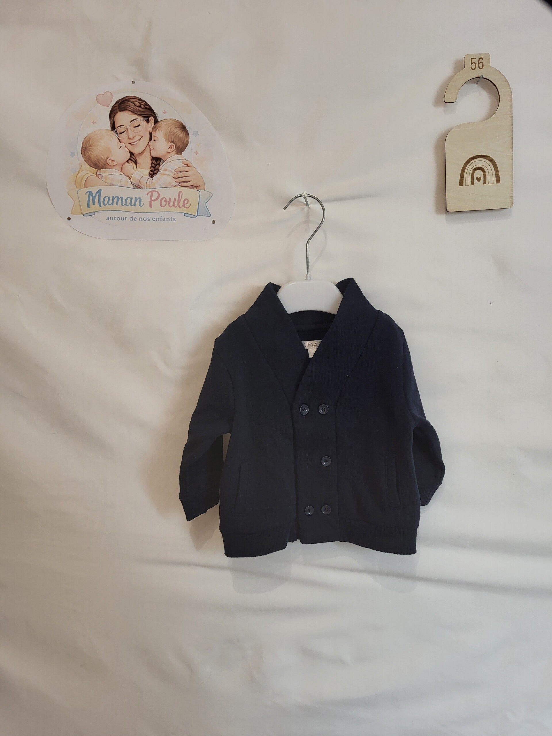 Gilet marine col en V et à boutons T62 Kimadi