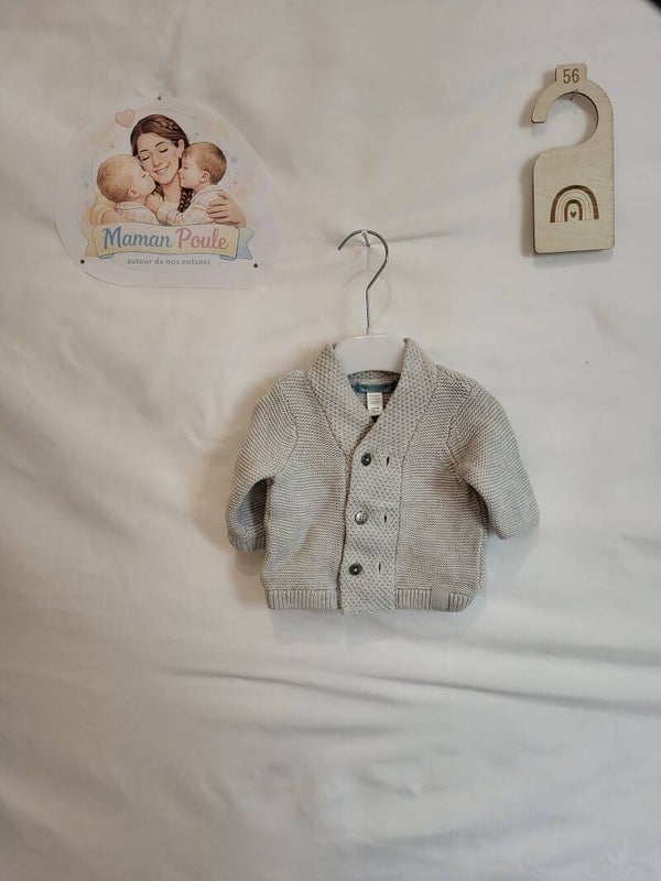 Gilet gris clair à boutons T59 Okaidi