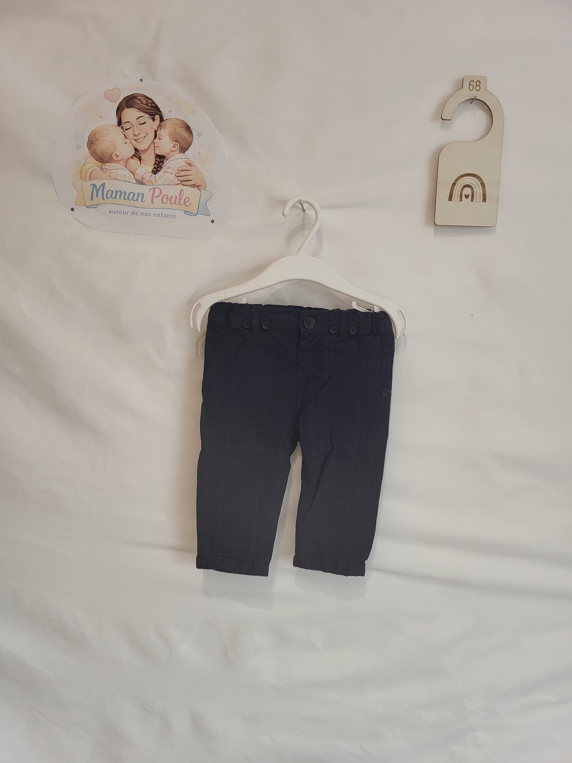 Pantalon ligné bleu marine T68 Kiabi