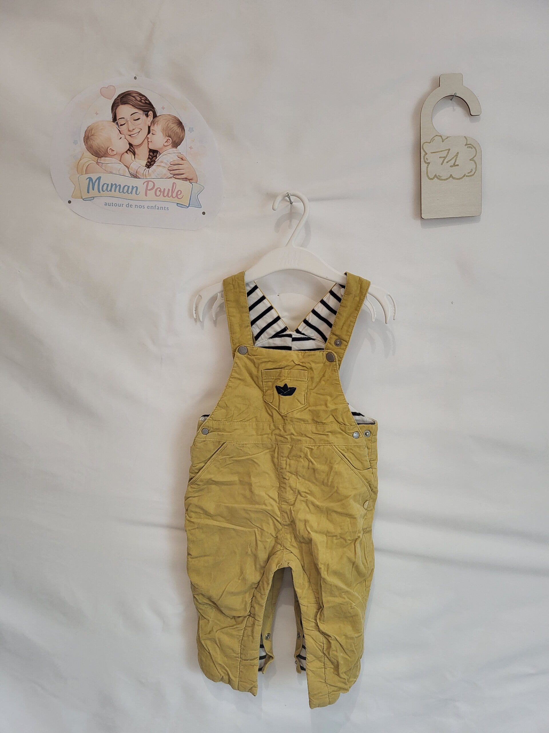 Salopette cottelée jaune T71 Okaidi