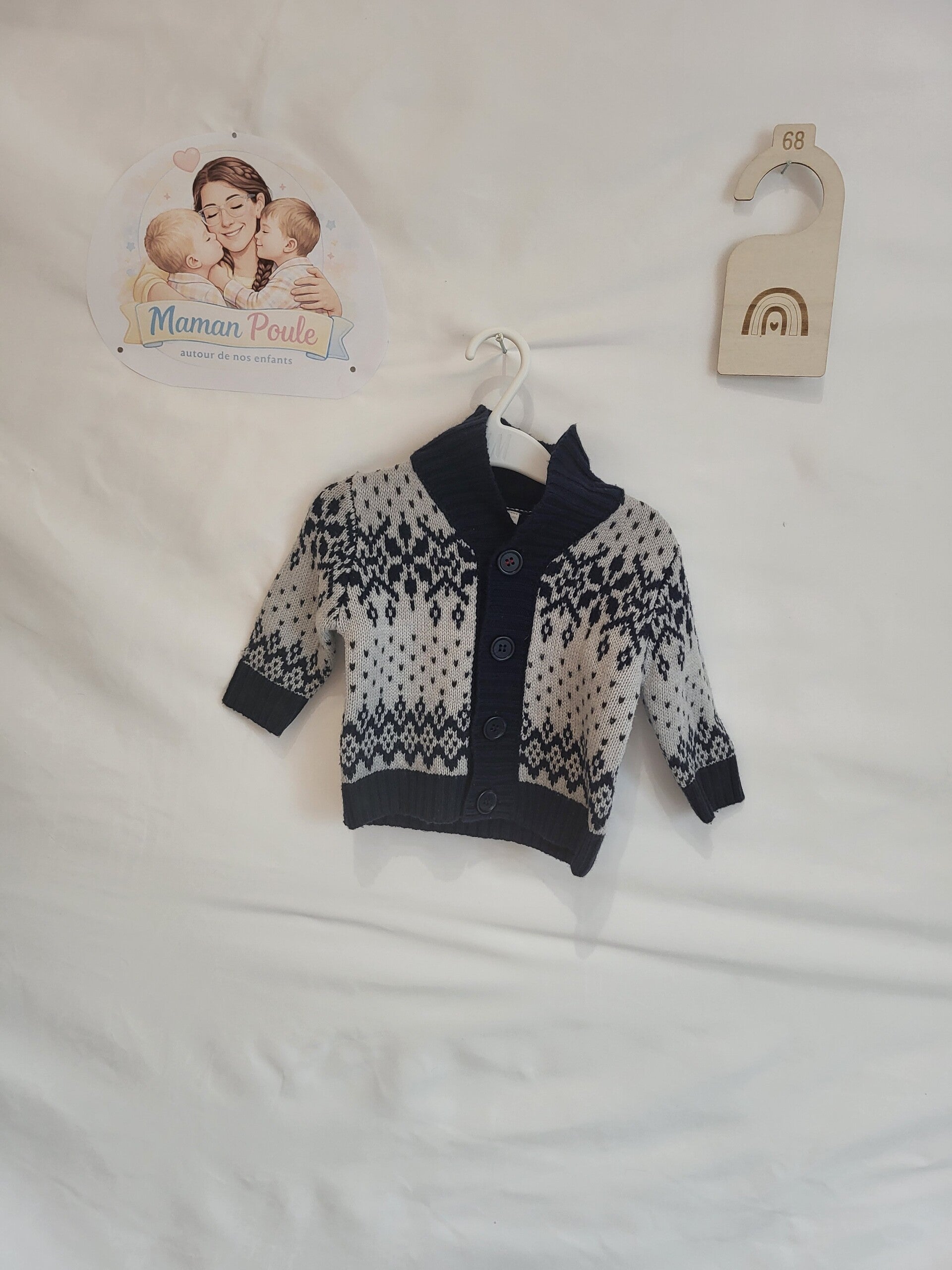 Gilet bleu marine et gris T68 Babyclub
