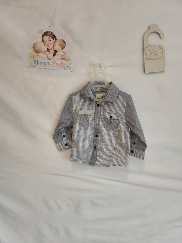 Chemise ligné gris et blanc T74 Okaidi