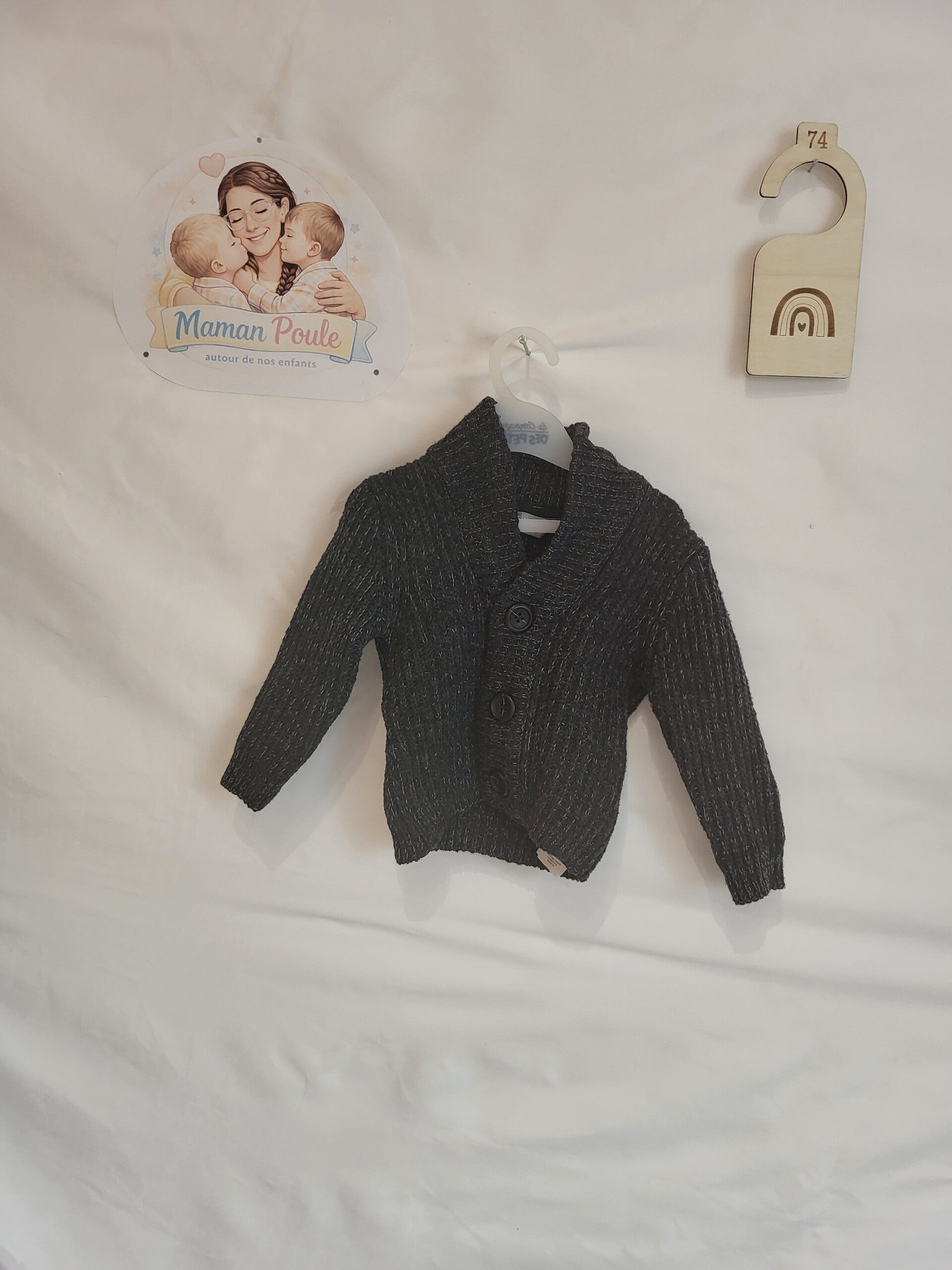 Gilet gris foncé moucheté T74 Primark