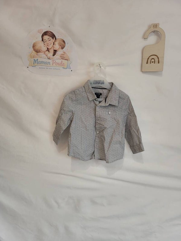 Chemise lignée gris clair à pois T68 Kiabi