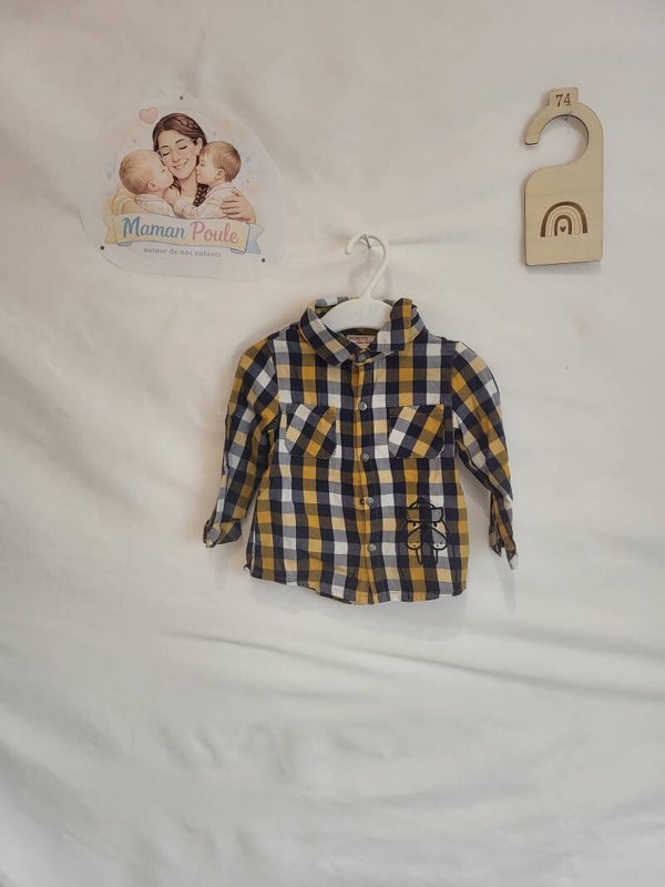 Chemise à carreaux jaune, blanc, marine T74 DPAM