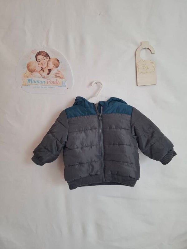 Manteau bicolor gris/vert d'eau Kiabi T71