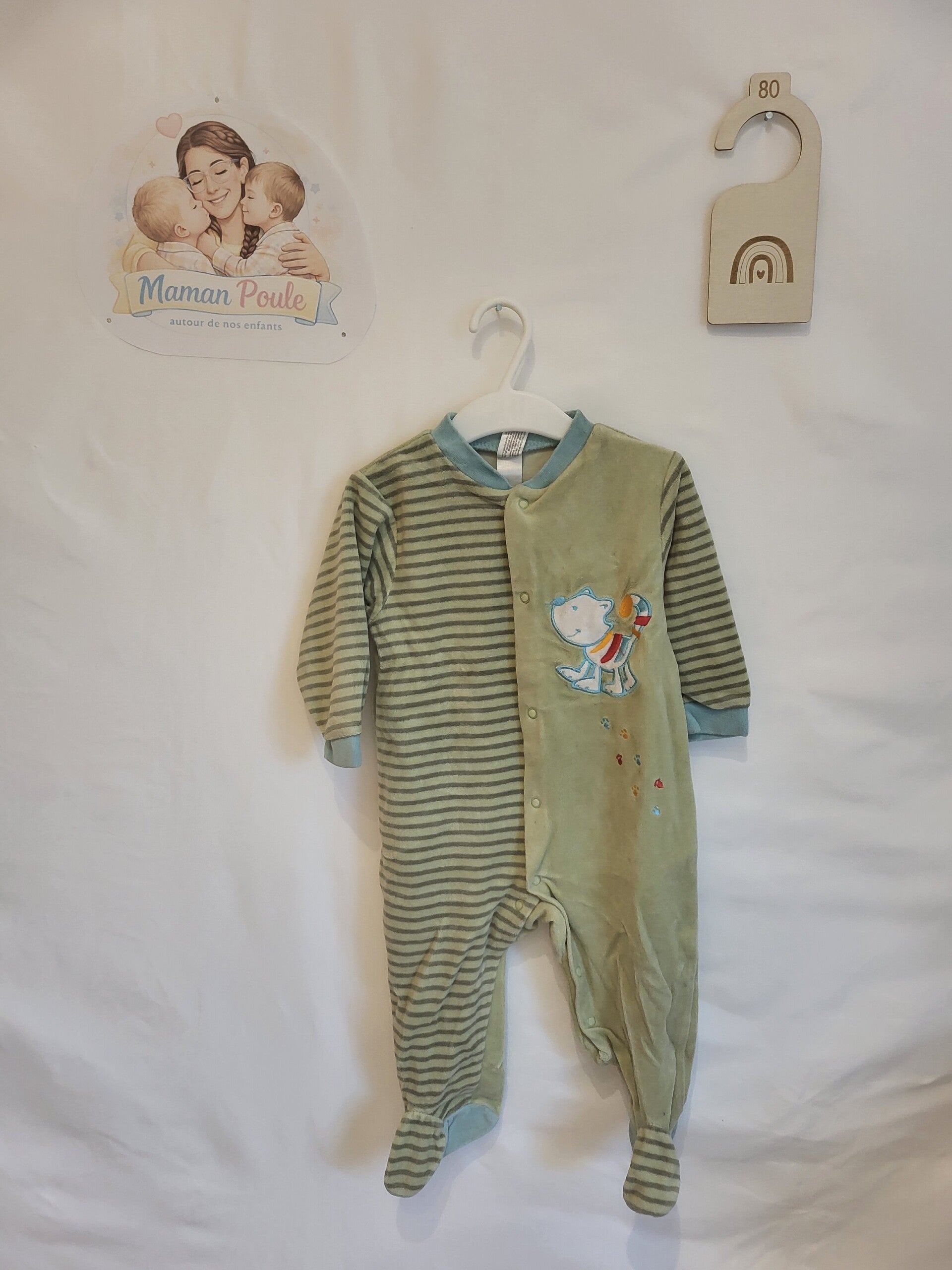 Pyjama velours kaki T80