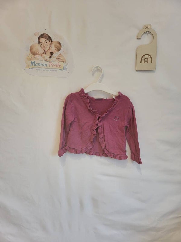Gilet vieux rose à froufrou T80