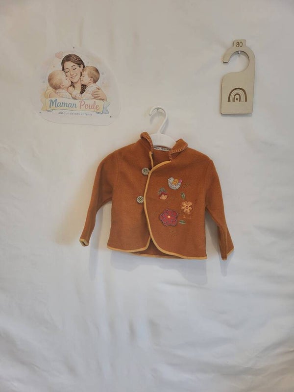 Gilet orangé fleuri T80