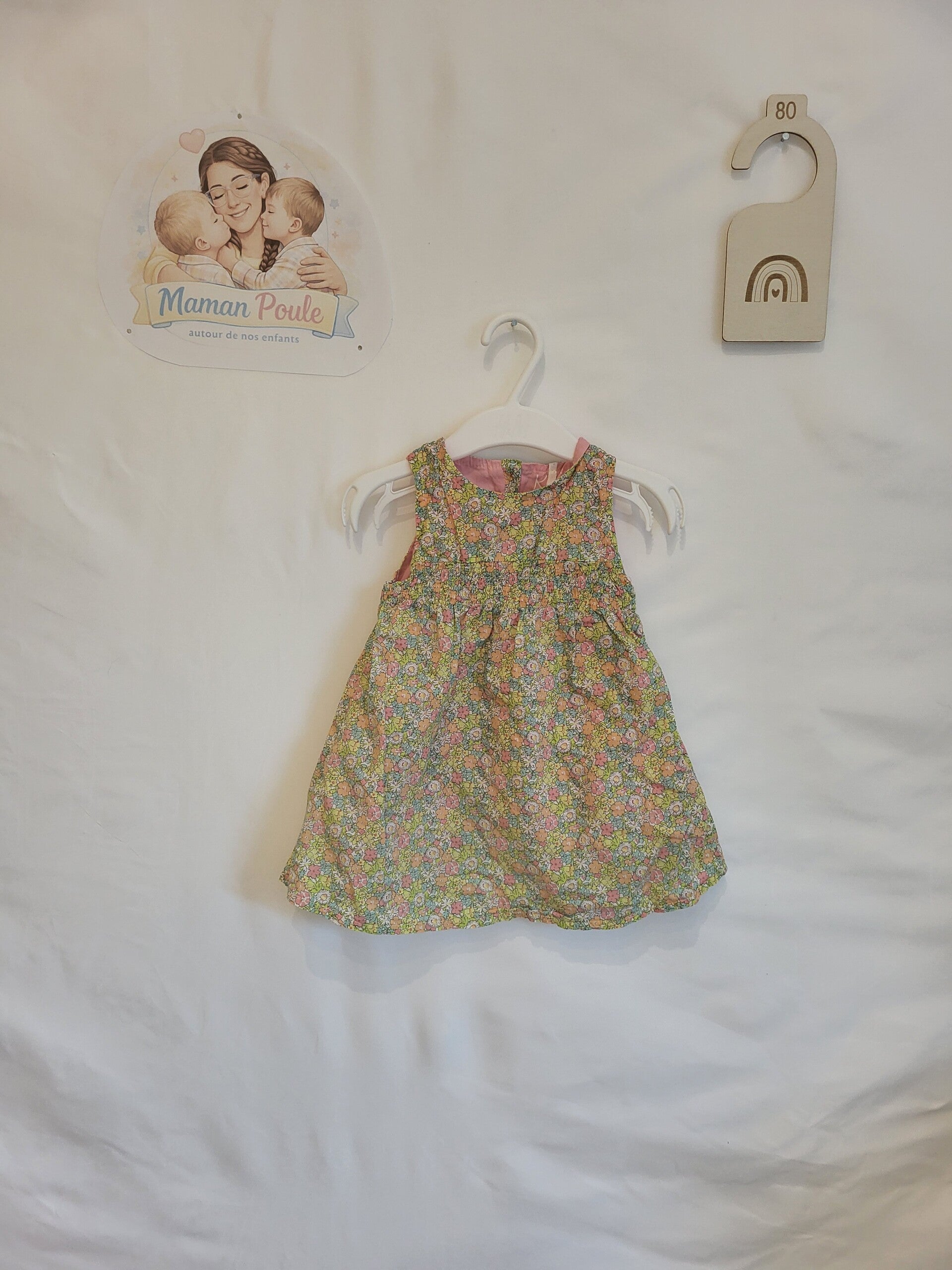 Robe fleurie kaki T80