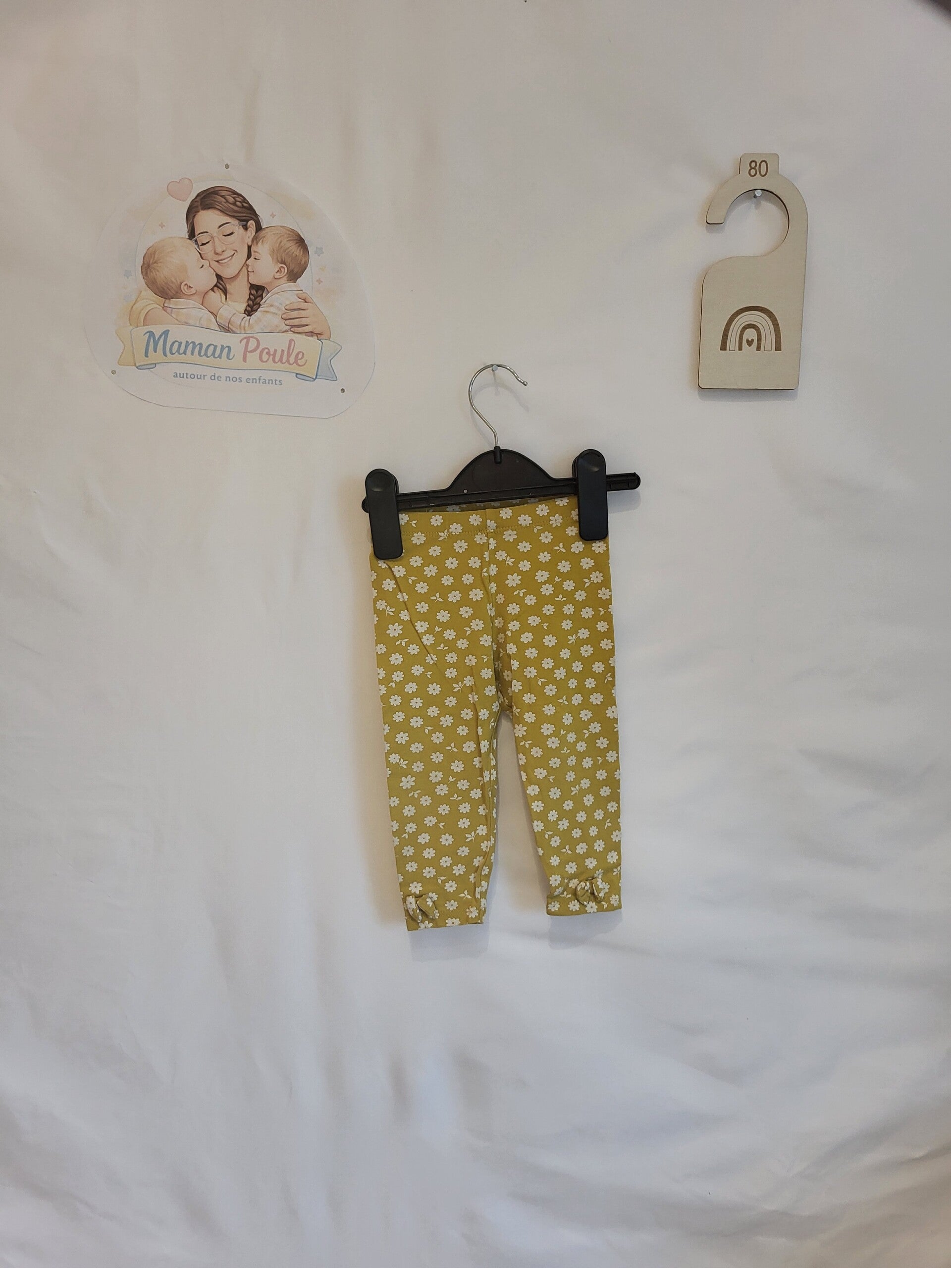 Legging fleuri moutarde T80