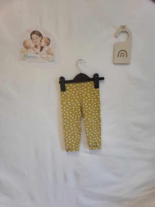 Legging fleuri moutarde T80