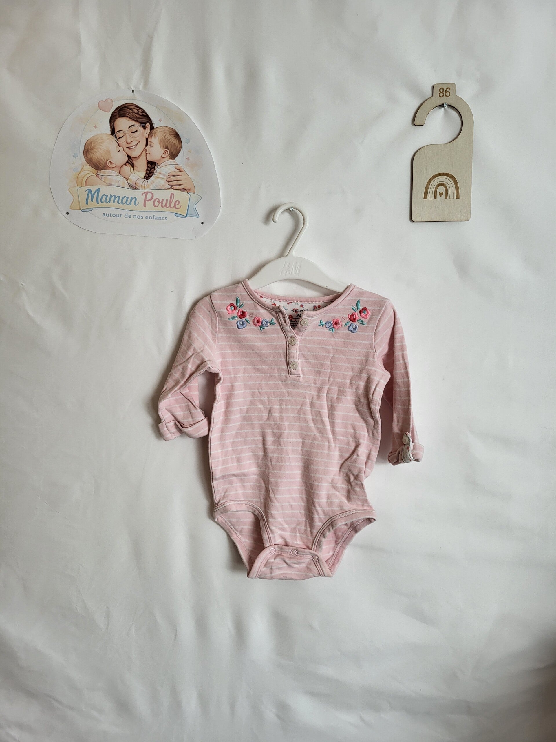 Body-blouse rose fleuri T86