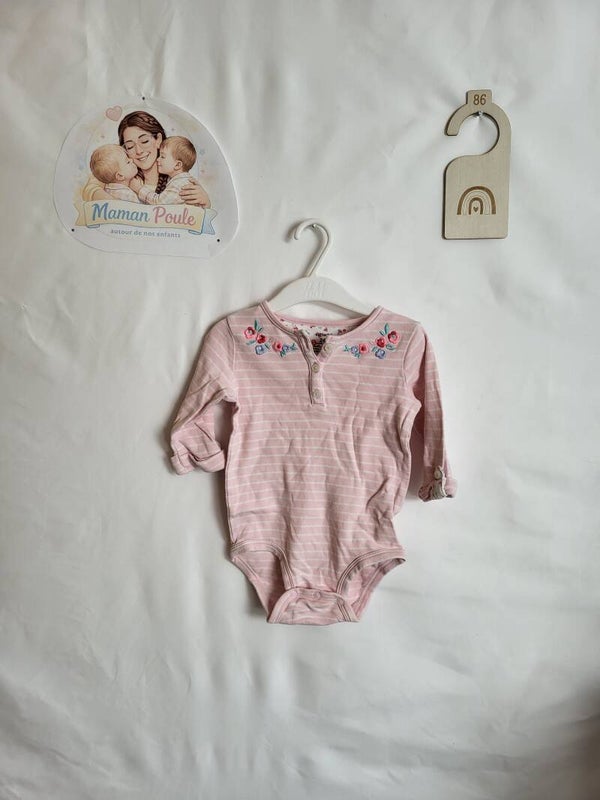 Body-blouse rose fleuri T86