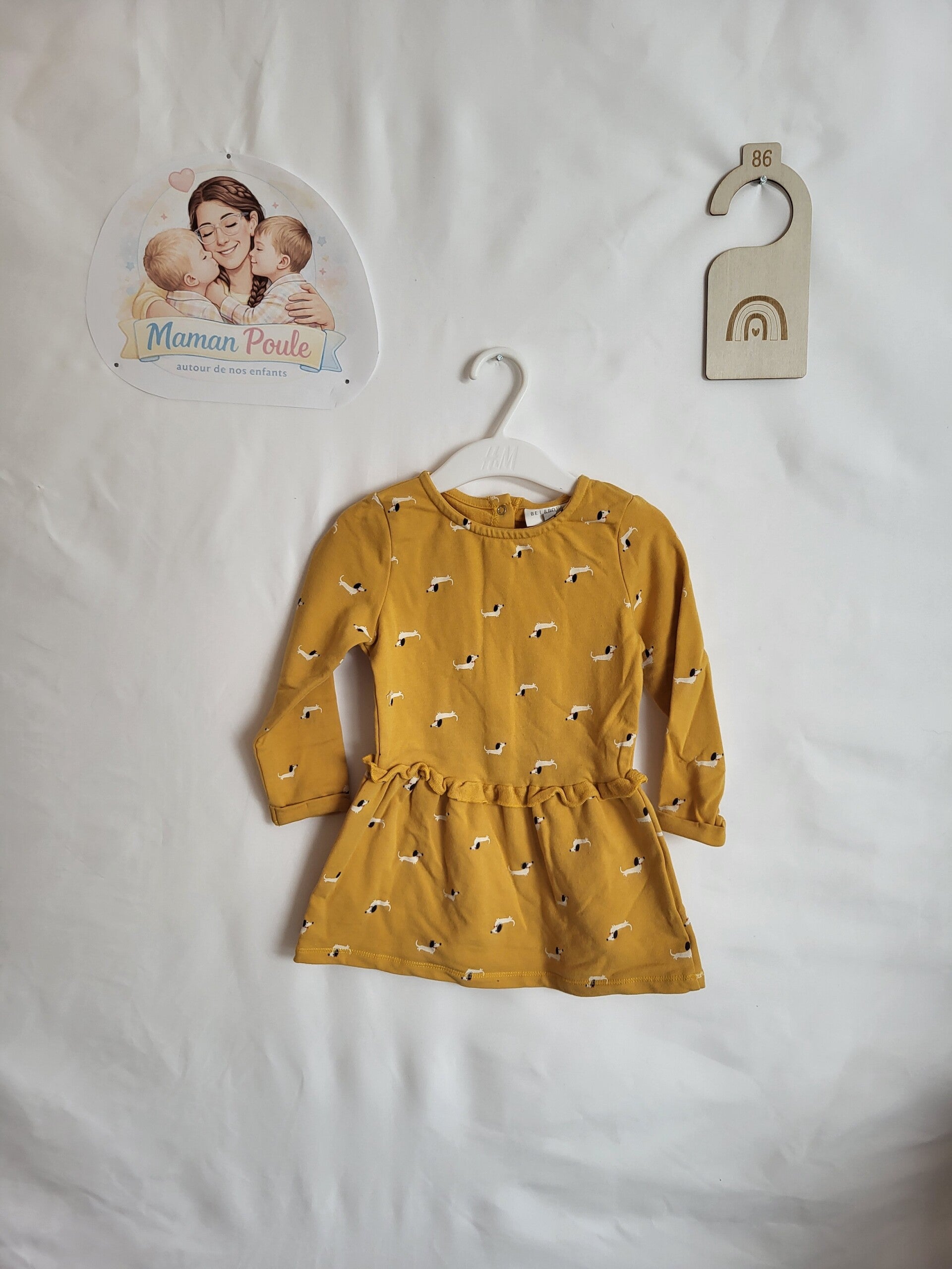 Robe moutarde imprimée T86