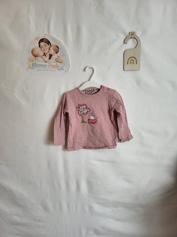 Tee-shirt vieux rose à longues manches T86